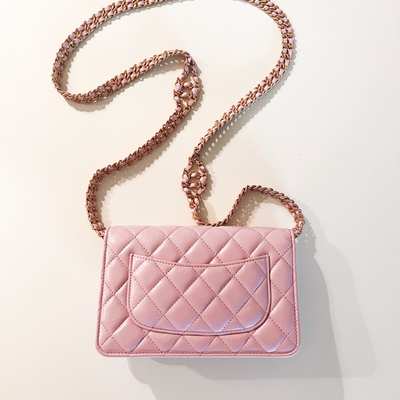 Chanel Wallet on Chain (Pink) double chain with Chanel Logo - Picture 8 of 8